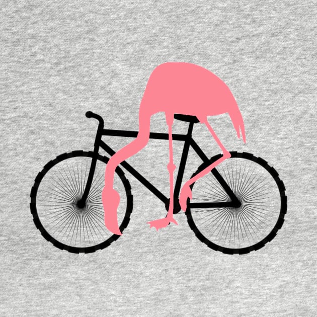 Funny Pink Flamingo Riding Bicycle by TammyWinandArt